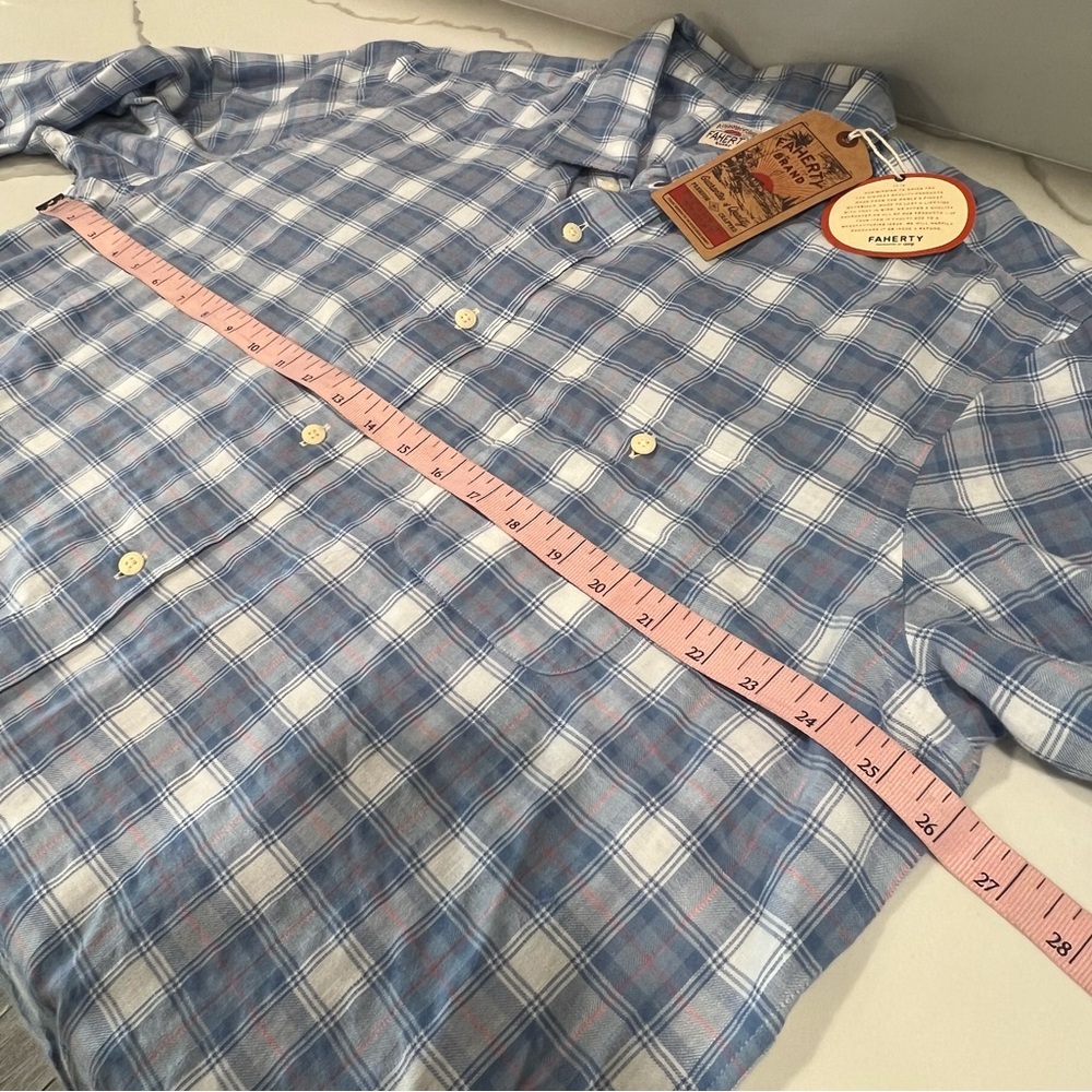 Faherty Men's Blue Harbor Bristol Plaid Shirt tropical cotton shirt size XXL NWT - Picture 11 of 13